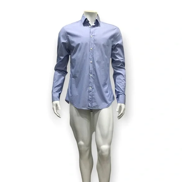 Versace Collection Mens Blue Striped Dress Shirt